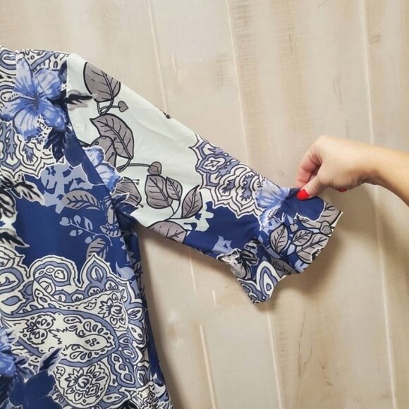 Anthropologie Aryeh Sheath Dress Ruffle Sleeve Mix Prints Size L - Picture 7 of 11